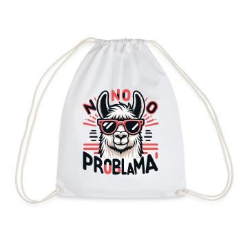 No Problama: Lama mit Style - Turnbeutel - Weiß - Vorne