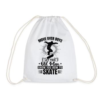 Move Over Boys Let This Old Man Show You How To Sk - Drawstring Bag - white - Front
