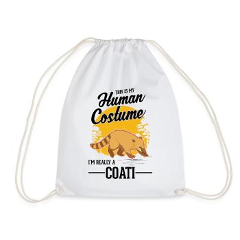 Coati Human Costume Halloween Coati Proboscis Bear - Drawstring Bag - white - Front