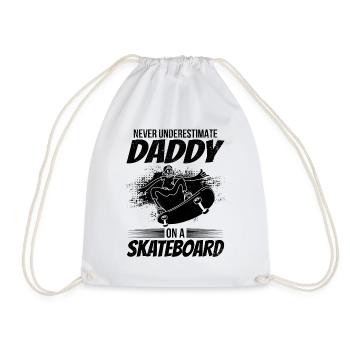Never Underestimate Daddy On A Skateboard Daddy - Drawstring Bag - white - Front