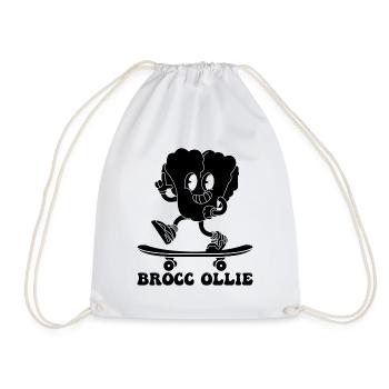 Skateboarding Brocc Ollie - Funny Skateboarder Bro - Drawstring Bag - white - Front