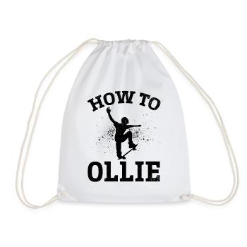 Skateboarding How To Ollie - Skatepark Skateboards - Drawstring Bag - white - Front