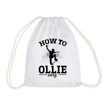Skateboarding How To Ollie Easy - Skatepark Skateb - Drawstring Bag - white - Front