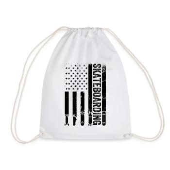 Skatepark Skateboarding US Flag - Drawstring Bag - white - Front