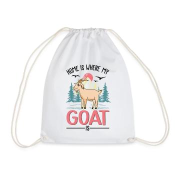 Home is where my goat is goat farmer - Drawstring Bag - white - Front