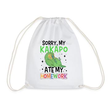 Kakapo has eaten New Zealand parrot - Drawstring Bag - white - Front