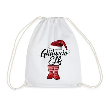 Weihnachten Glühwein Elf: Wichtelgeschenke - Turnbeutel - Weiß - Vorne