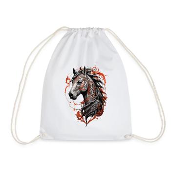 Horse Head Majestic Tribal Horse Tattoo - Drawstring Bag - white - Front