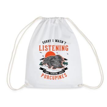Porcupine Gift Porcupine - Drawstring Bag - white - Front