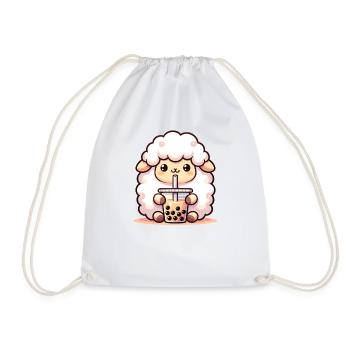 Kawaii Schafe Bubble Tea Boba Schaf - Turnbeutel - Weiß - Vorne
