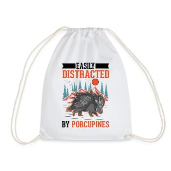 Facilement distrait par le porc-épic de Porcupine - Sac de sport léger - blanc - Devant