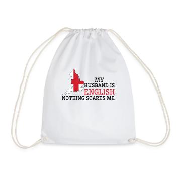 Nothing Scares Me My Wife Is English Husband - Drawstring Bag - white - Front