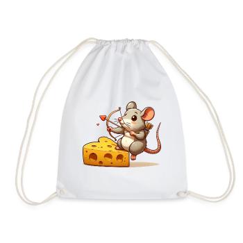 Ratten-Amor-Käse-Herz-Valentinstag-Nagetier - Turnbeutel - Weiß - Vorne