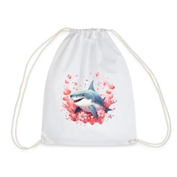 Shark Love Bubbles Valentine's Day Underwater - Drawstring Bag - white - Front