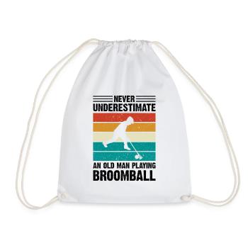 Never Underestimate An Old Man Playing Broomball - Turnbeutel - Weiß - Vorne
