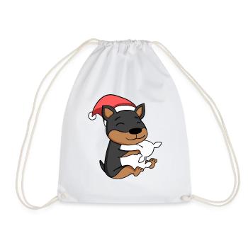 Pinscher Hund Tier Weihnachten - Turnbeutel - Weiß - Vorne