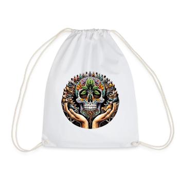 Unity in Recovery Skull Shirt Sobriety and - Drawstring Bag - white - Front