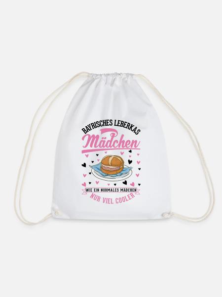 Leberkas Mädchen Leberkäse Fleischkäse - Turnbeutel - Weiß