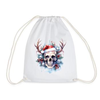 Frosty Celebration Skull Tee Christmas Magic - Drawstring Bag - white - Front