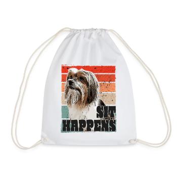 Biewer Terrier Drawing, Funny Saying - Drawstring Bag - white - Front