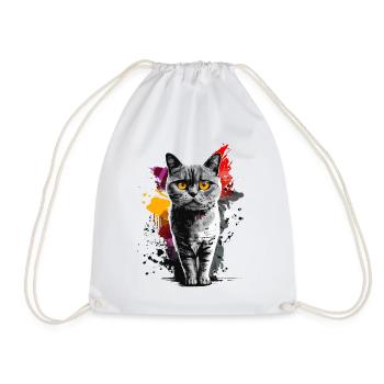 Britisch Kurzhaar Katze - Grafik - Turnbeutel - Weiß - Vorne