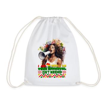 Black Queen Curly Afro - Celebrate Black History - Drawstring Bag - white - Front