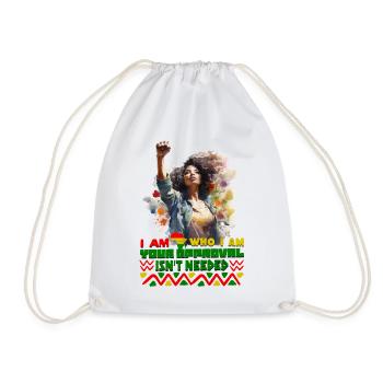 Black Queen Curly Afro - Celebrate Black History - Drawstring Bag - white - Front