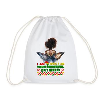 Black Queen Curly Afro - Celebrate Black History - Drawstring Bag - white - Front