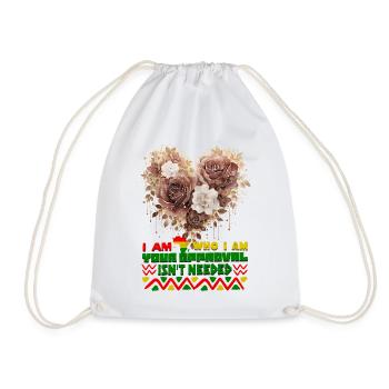 Black Queen Curly Afro - Celebrate Black History - Drawstring Bag - white - Front