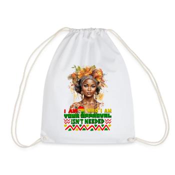 Black Queen Curly Afro - Celebrate Black History - Drawstring Bag - white - Front