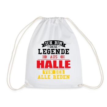 Stadt Halle Deutschland Legende Spruch - Turnbeutel - Weiß - Vorne
