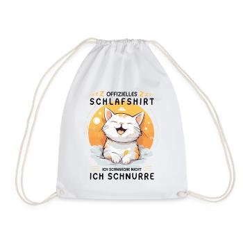 Offizielles Schlafshirt personalisiert mit Katze - Turnbeutel - Weiß - Vorne