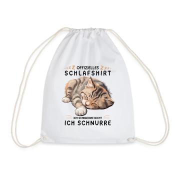 Offizielles Schlafshirt personalisiert mit Katze - Turnbeutel - Weiß - Vorne