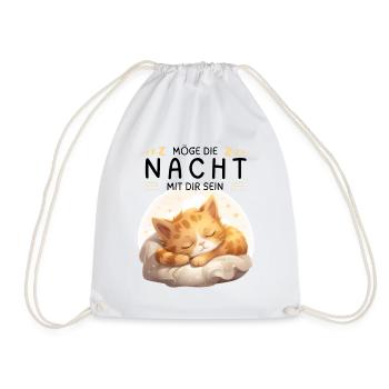 Möge die Nacht mit dir sein - Schlafshirt Katze - Turnbeutel - Weiß - Vorne