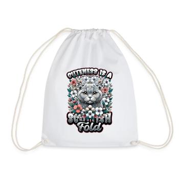 Motif de chat pli écossais mignon - Sac de sport léger - blanc - Devant