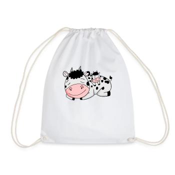 Cow Family - Vache avec bébé - Parent isolé - Sac de sport léger - blanc - Devant