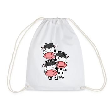 Cute Cows - Cow Motif - Drawstring Bag - white - Front