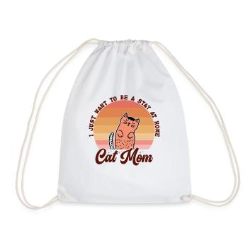 I just want to be a Stay at Home Cat Mom Retro - Drawstring Bag - white - Front