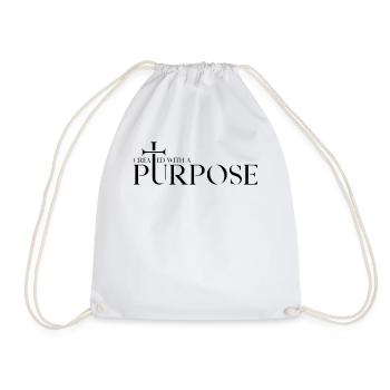 Created with a Purpose Cross Bible Verse - Drawstring Bag - white - Front