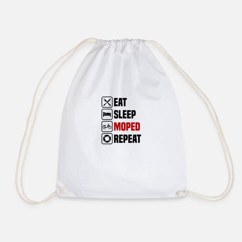 Eat sleep moped repeat - Drawstring Bag - white
