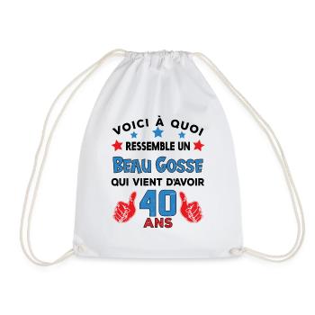 40 ans anniversaire homme cadeau humour drôle - Sac de sport léger - blanc - Devant