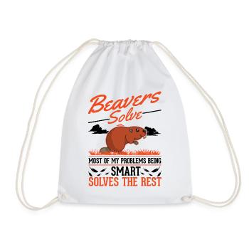Beaver Gift Beaver Dam - Drawstring Bag - white - Front