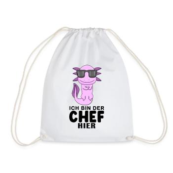 Chef Spruch mit Axolotl Motiv - Turnbeutel - Weiß - Vorne