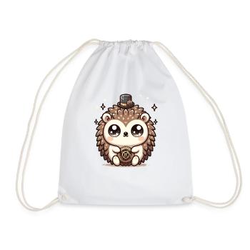 Kawaii Steampunk Hedgehog Fantasy Hedgehog Lover - Drawstring Bag - white - Front