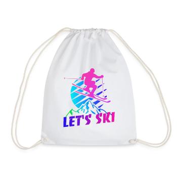 Let's Ski, 80er Retro, Apres Ski, Wintersport, Ski - Turnbeutel - Weiß - Vorne