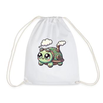 Kawaii Steampunk Turtle Fantasy Turtle - Drawstring Bag - white - Front