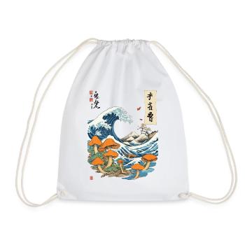 Japanische Welle Vintage Pilze Ukiyo-E Design - Turnbeutel - Weiß - Vorne
