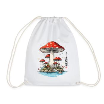 Retro Toadstool Art Mushroom Picker Design - Drawstring Bag - white - Front