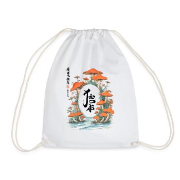 Magische Pilzszene im Ukiyo-E Kanji-Stil - Turnbeutel - Weiß - Vorne