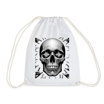Signed Love Skull T Shirt Deaf Awareness - Drawstring Bag - white - Front